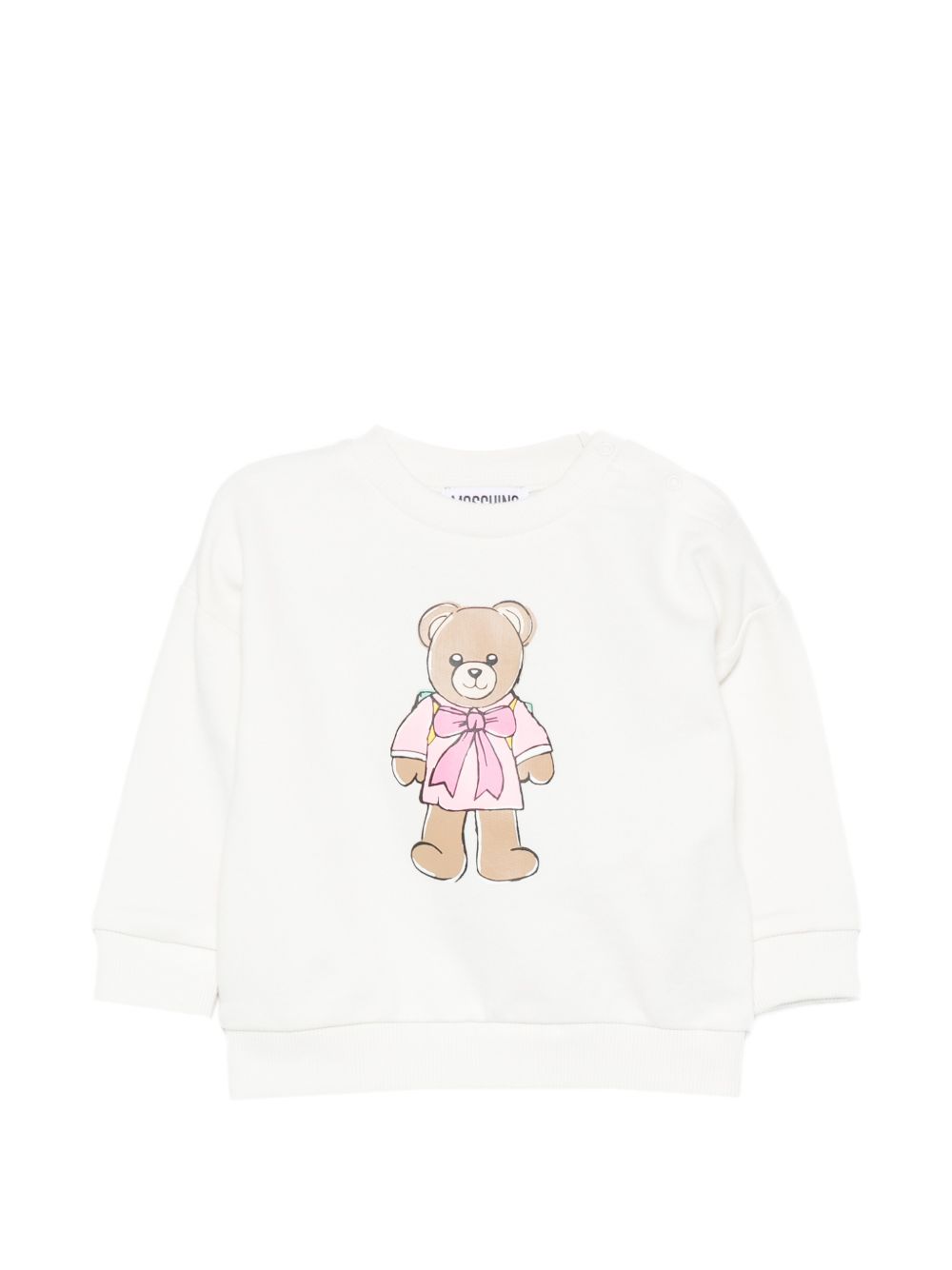 Felpa per neonata Moschino Kids bianca con stampa grafica MMF06HLCA40 10063 MOSCHINO KIDS 