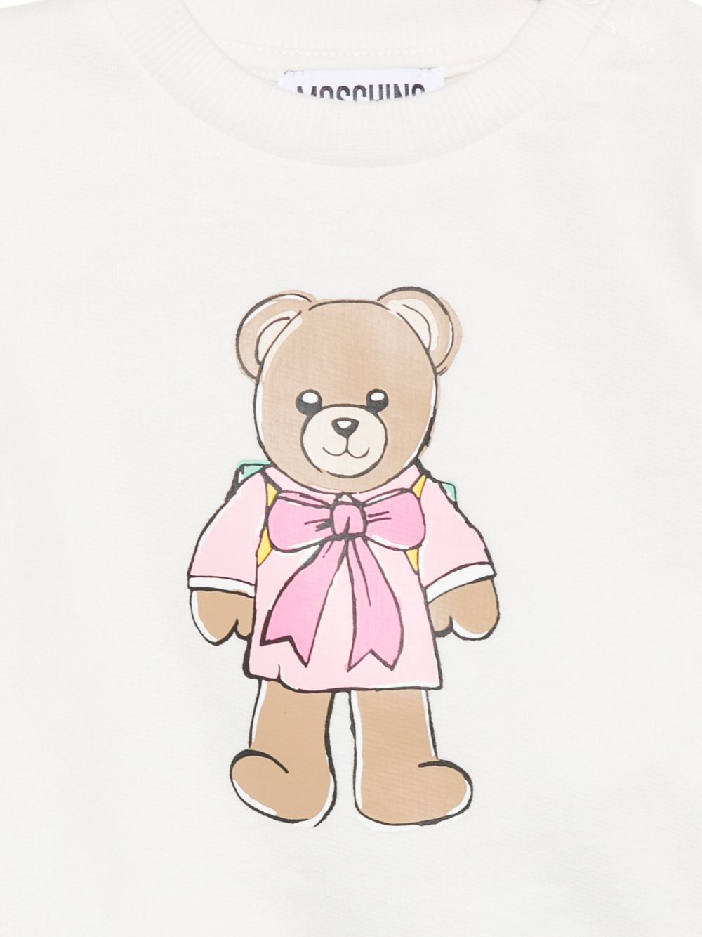 Felpa per neonata Moschino Kids bianca con stampa grafica MMF06HLCA40 10063 MOSCHINO KIDS 