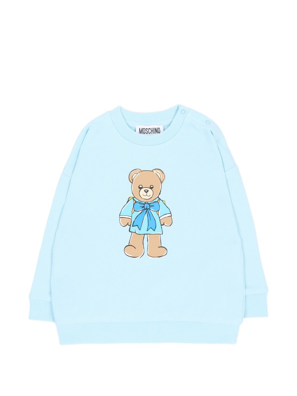 Felpa per neonato Moschino Kids azzurra con stampa grafica MMF06HLCA40 40304 MOSCHINO KIDS 