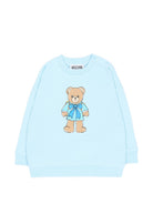 Felpa per neonato Moschino Kids azzurra con stampa grafica MMF06HLCA40 40304 MOSCHINO KIDS 