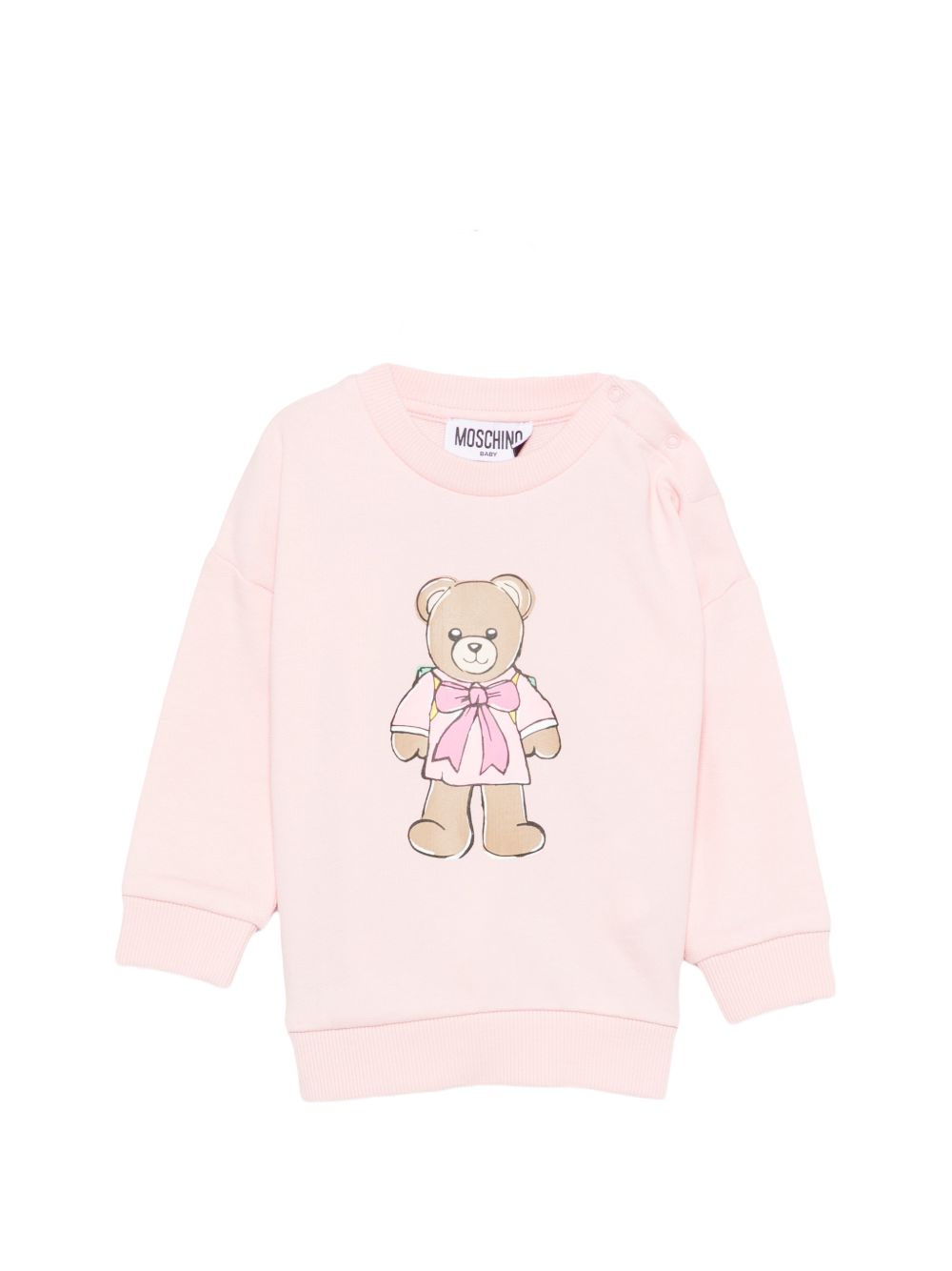 Felpa per neonata Moschino kids rosa con stampa orsetto sul davanti MMF06HLCA40 50209 MOSCHINO KIDS 