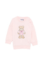 Felpa per neonata Moschino kids rosa con stampa orsetto sul davanti MMF06HLCA40 50209 MOSCHINO KIDS 
