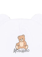 Berretto per neonati Moschino Kids bianco con motivo Teddy bear MMX05HLCA40 10101 MOSCHINO KIDS 