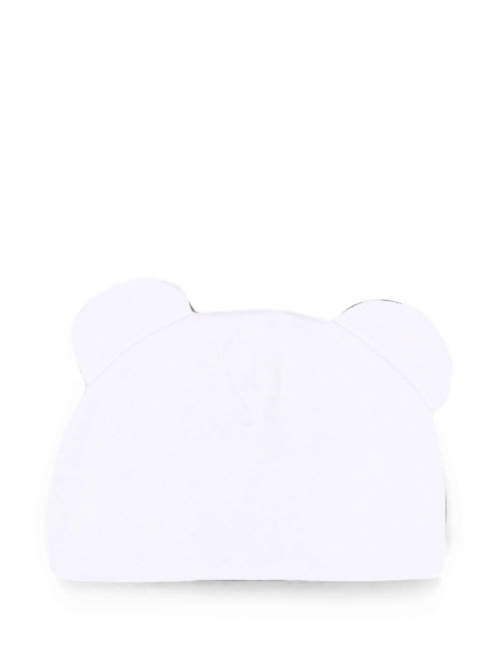 Berretto per neonati Moschino Kids bianco con motivo Teddy bear MMX05HLCA40 10101 MOSCHINO KIDS 