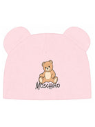 Berretto per neonati Moschino Kids rosa con motivo Teddy bear MMX05HLCA40 50209 MOSCHINO KIDS 