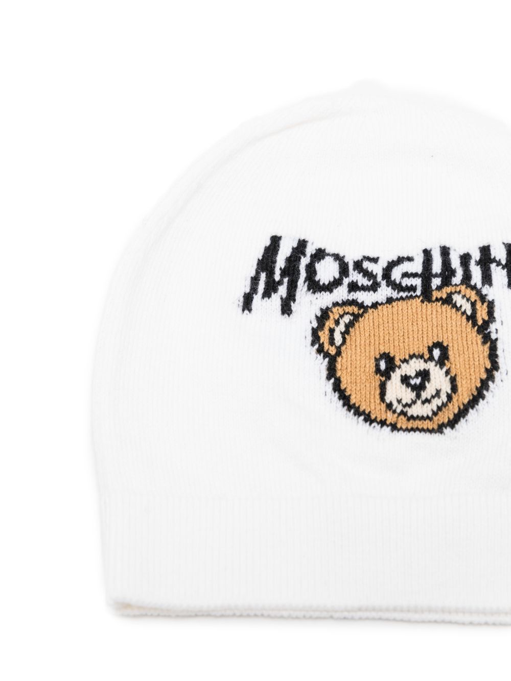 Cappello per neonati Moschino Kids bianco con logo ricamato<BR/> MMX05KLHE43 10101 MOSCHINO KIDS 