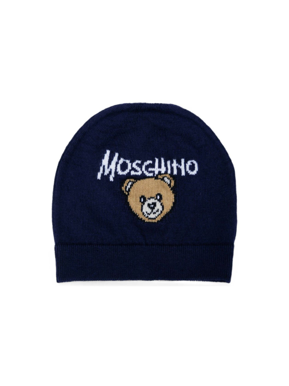 Cappello per neonato Moschino Kids blu con logo ricamato MMX05KLHE43 40016 MOSCHINO KIDS 