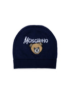 Cappello per neonato Moschino Kids blu con logo ricamato MMX05KLHE43 40016 MOSCHINO KIDS 