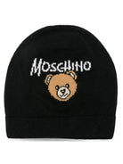 Cappello per neonato Moschino Kids nero con logo ricamato MMX05KLHE43 60100 MOSCHINO KIDS 