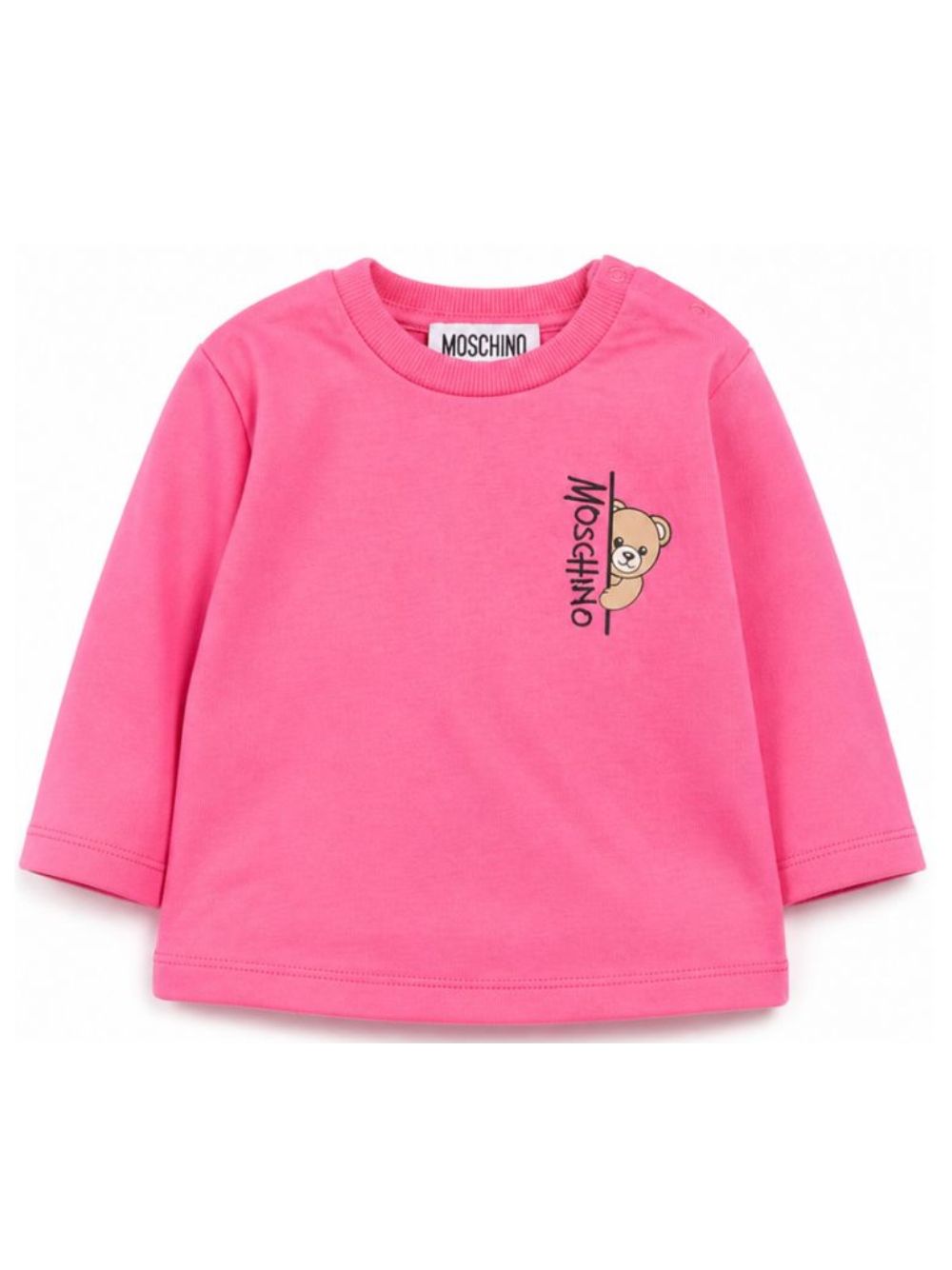 T-shirt per neonata Moschino Kids fucsia con dettaglio Teddy Bear MNO014LAA58 51450 MOSCHINO KIDS 