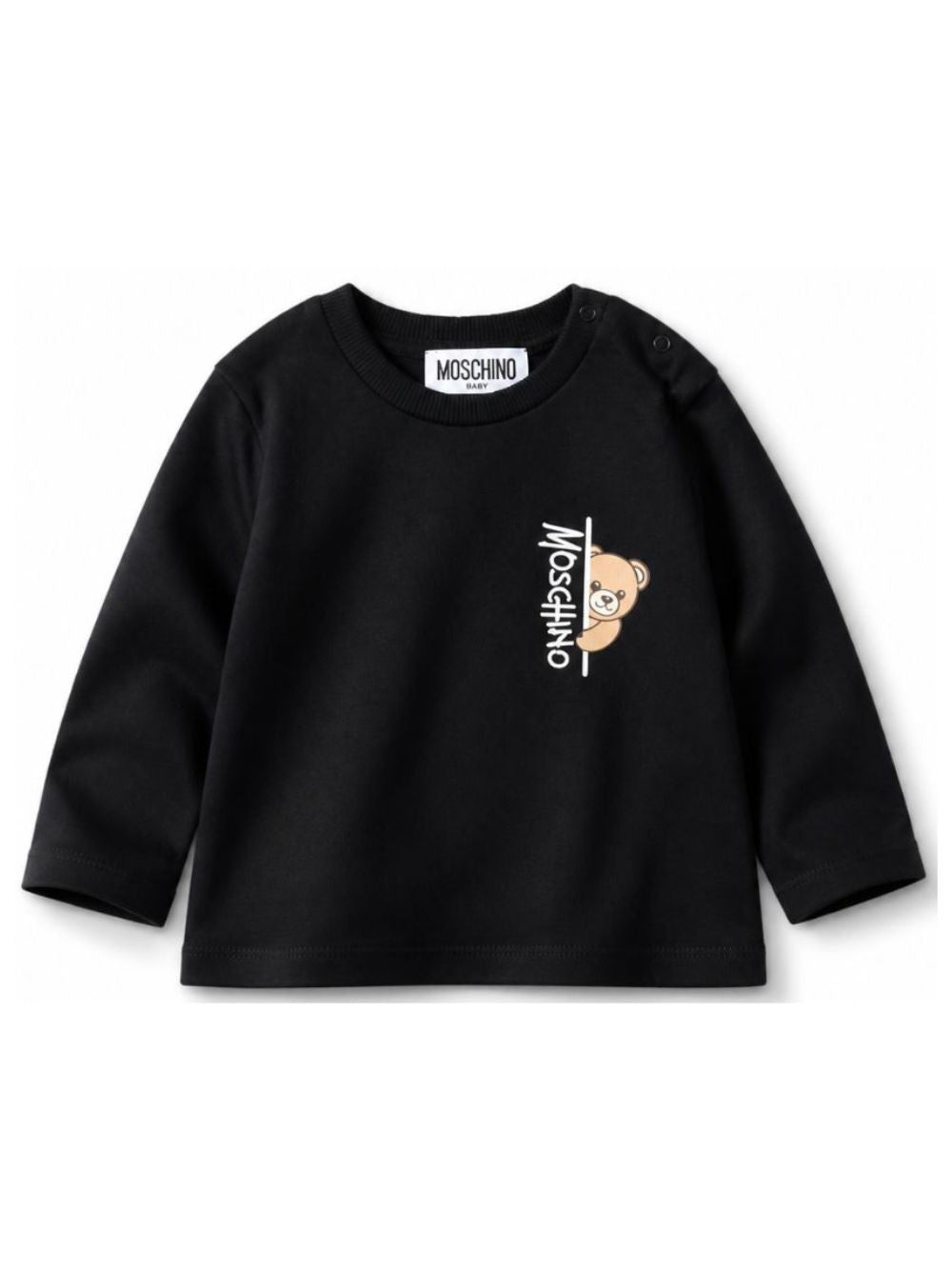 T-shirt per neonati Moschino Kids nera con dettaglio Teddy Bear MNO014LAA58 60100 MOSCHINO KIDS 