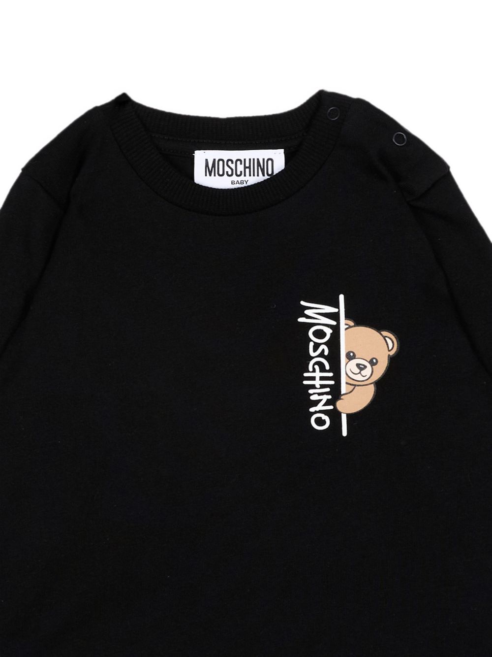 T-shirt per neonati Moschino Kids nera con dettaglio Teddy Bear MNO014LAA58 60100 MOSCHINO KIDS 