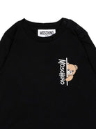 T-shirt per neonati Moschino Kids nera con dettaglio Teddy Bear MNO014LAA58 60100 MOSCHINO KIDS 