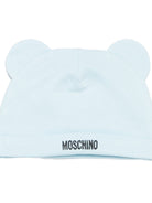 Set tutina cappellino e bavetta per neonato Moschino Kids azzurro con stampa Teddy Bear MNY08BLCA40 40304 MOSCHINO KIDS 