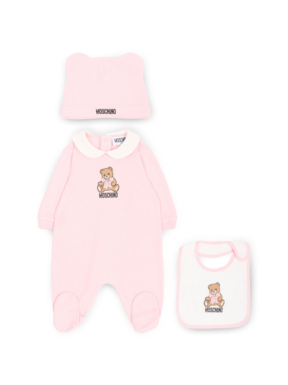Set per neonata Moschino Kids rosa con stampa logo sul davanti MNY08BLCA40 50209 MOSCHINO KIDS 