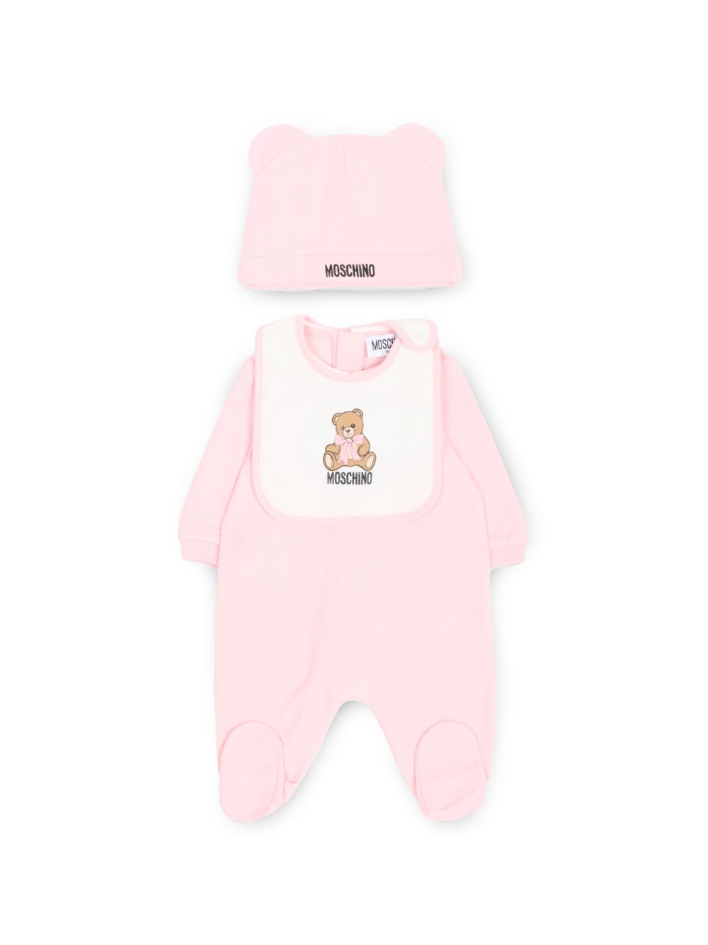 Set per neonata Moschino Kids rosa con stampa logo sul davanti MNY08BLCA40 50209 MOSCHINO KIDS 