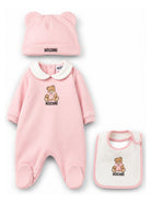 Set per neonata Moschino Kids rosa con stampa logo sul davanti MNY08BLCA40 50209 MOSCHINO KIDS 