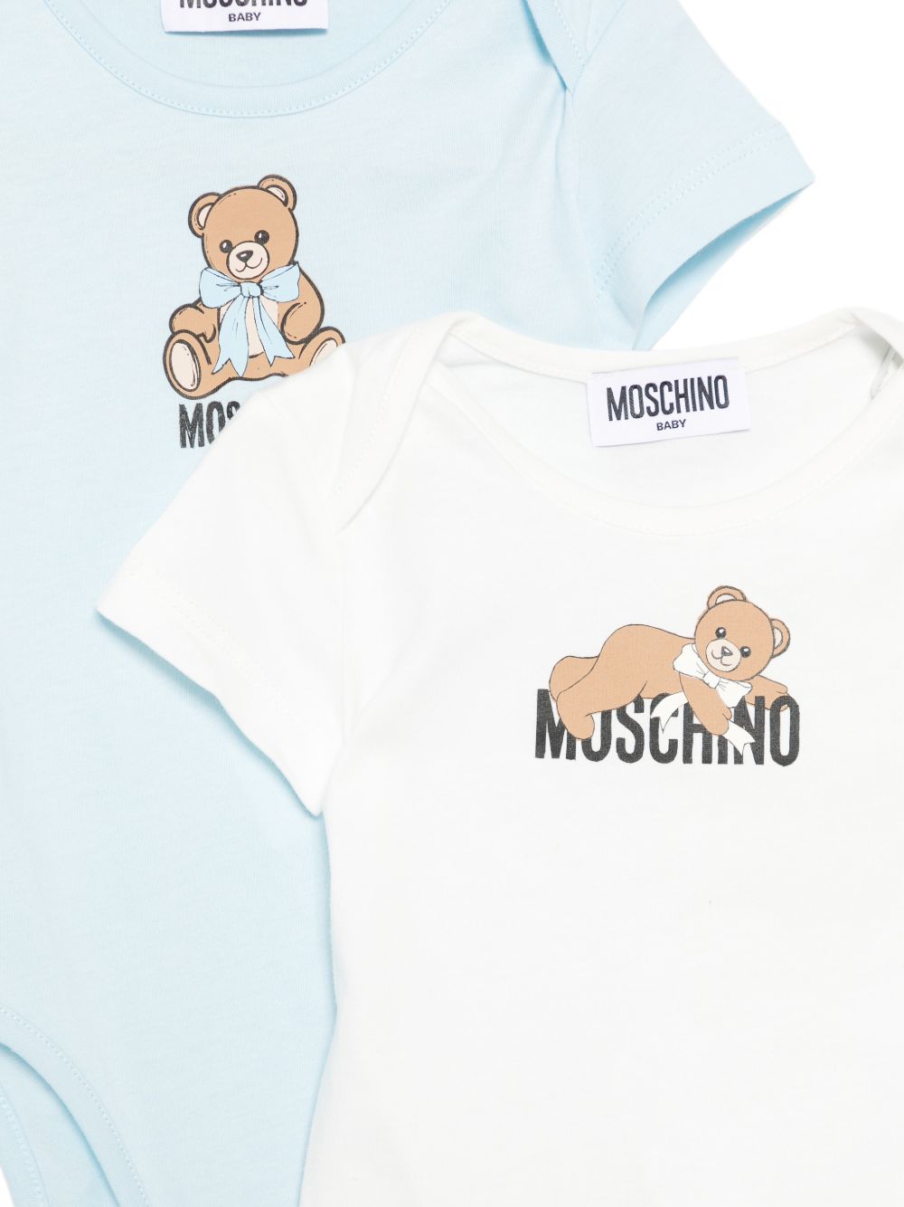 Set di due tutine per neonato Moschino Kids multicolore con logo sul davanti MNY08DLAA10 83694 MOSCHINO KIDS 