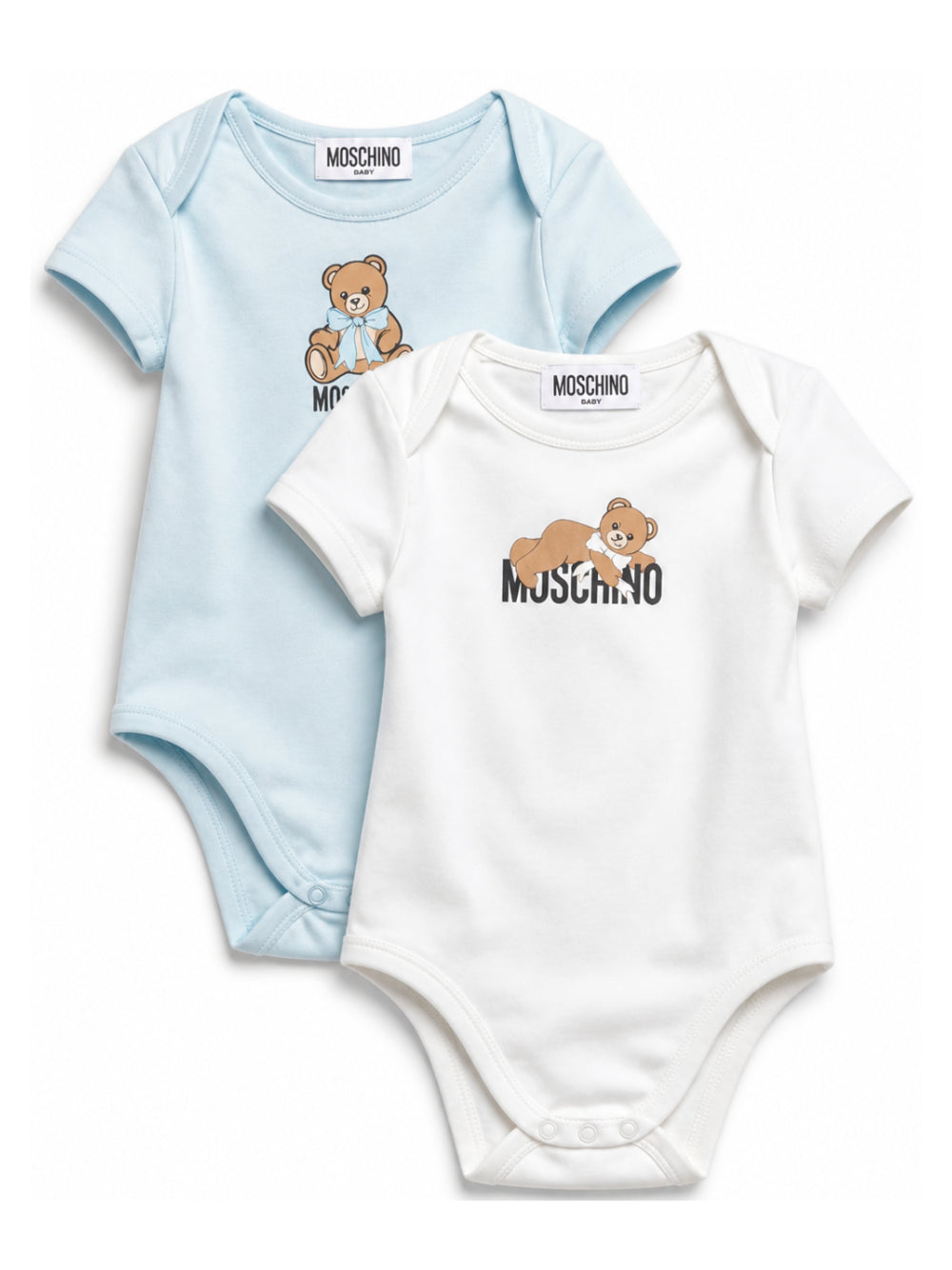Set di due tutine per neonato Moschino Kids multicolore con logo sul davanti MNY08DLAA10 83694 MOSCHINO KIDS 