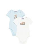 Set di due tutine per neonato Moschino Kids multicolore con logo sul davanti MNY08DLAA10 83694 MOSCHINO KIDS 