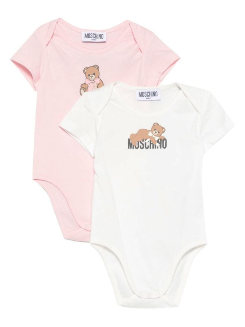 Set di due tutine per neonata Moschino Kids multicolore con logo sul davanti MNY08DLAA10 84241 MOSCHINO KIDS 