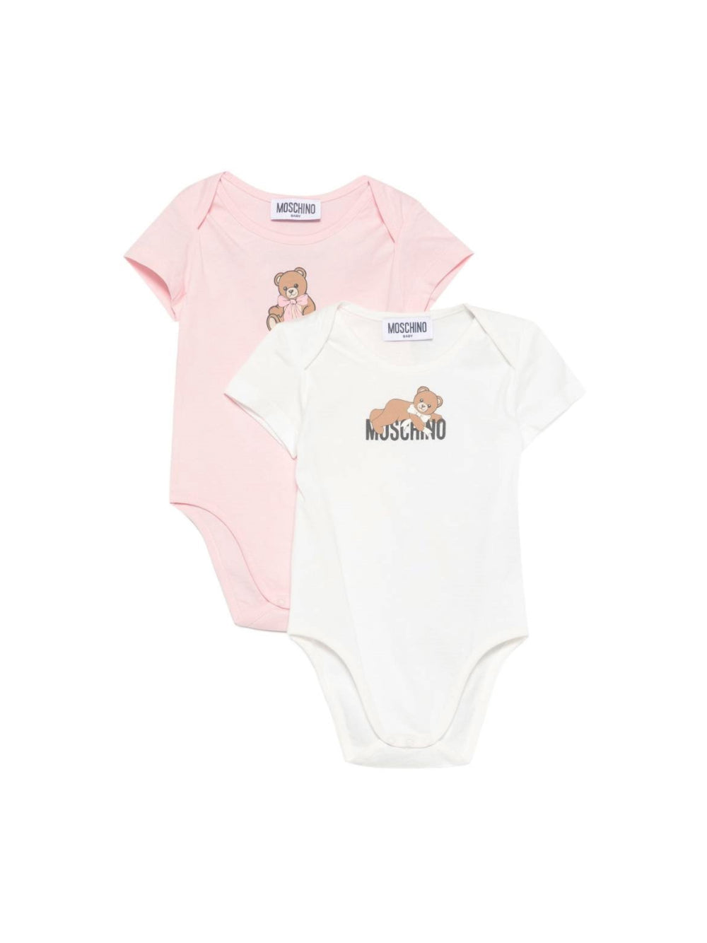 Set di due tutine per neonata Moschino Kids multicolore con logo sul davanti MNY08DLAA10 84241 MOSCHINO KIDS 
