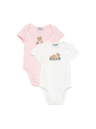 Set di due tutine per neonata Moschino Kids multicolore con logo sul davanti MNY08DLAA10 84241 MOSCHINO KIDS 