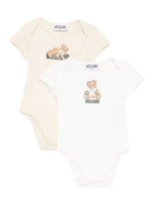 Set di due tutine per neonati Moschino Kids multicolore con stampa Teddy Bear sul davanti MNY08DLAA10 84313 MOSCHINO KIDS 