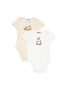 Set di due tutine per neonati Moschino Kids multicolore con stampa Teddy Bear sul davanti MNY08DLAA10 84313 MOSCHINO KIDS 