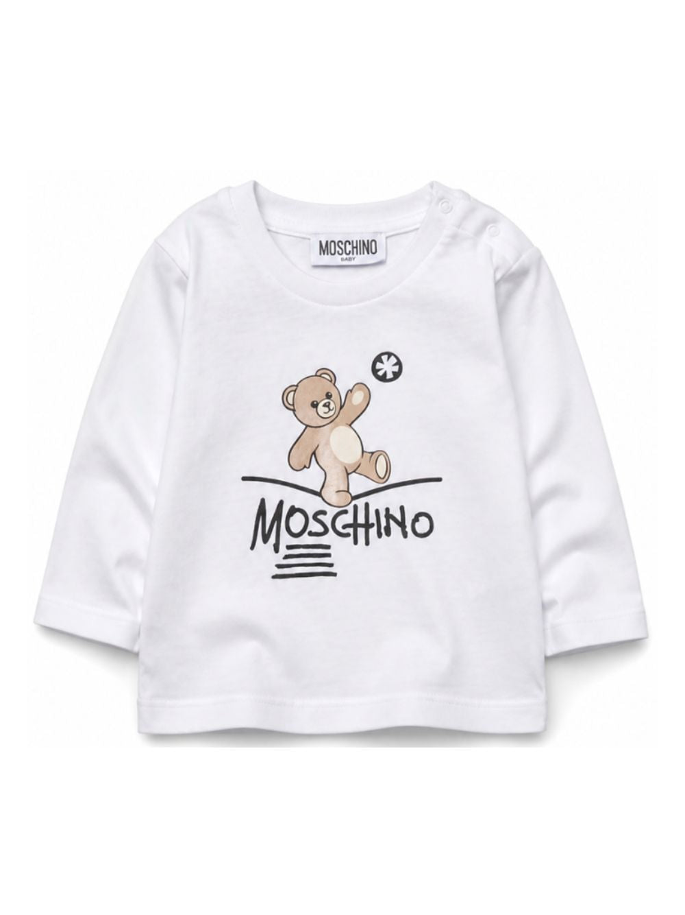 T-shirt per neonati Moschino Kids bianca con motivo Teddy Bear MOO014LAA20 10101 MOSCHINO KIDS 