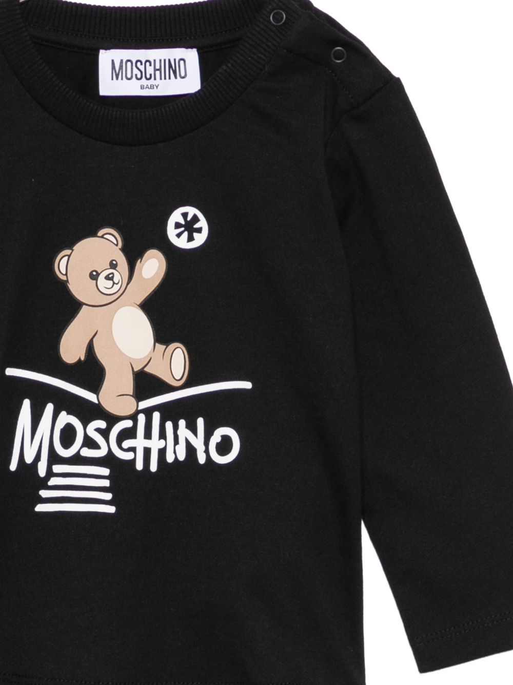 T-shirt per neonati Moschino Kids nera con motivo Teddy Bear MOO014LAA20 60100 MOSCHINO KIDS 