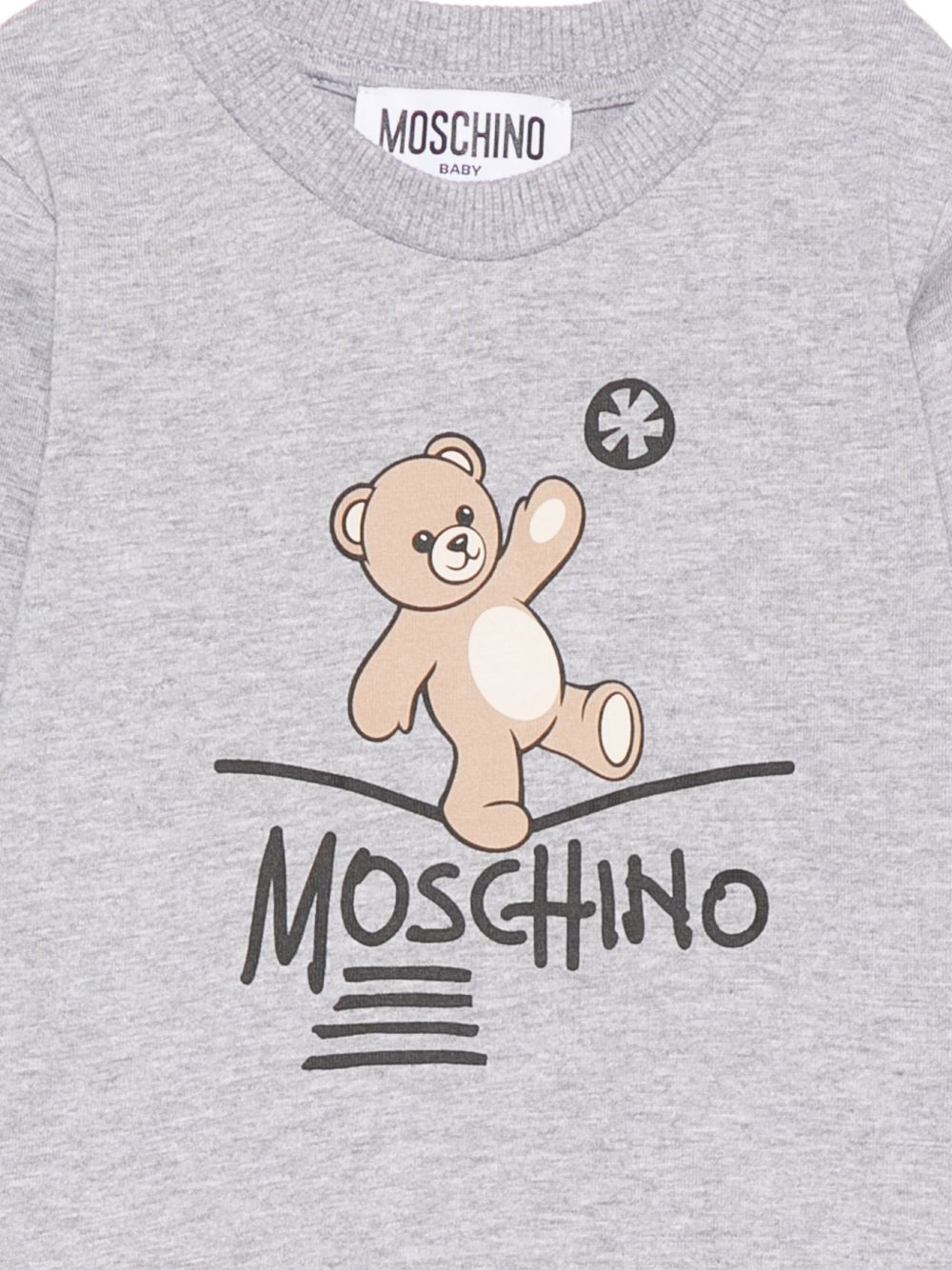 T-shirt per neonati Moschino Kids grigia con motivo Teddy Bear MOO014LAA20 60901 MOSCHINO KIDS 