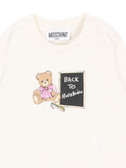 T-shirt per neonati Moschino Kids bianca avorio a maniche lunghe MQO014LAA10 10063 MOSCHINO KIDS 