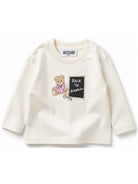 T-shirt per neonati Moschino Kids bianca avorio a maniche lunghe MQO014LAA10 10063 MOSCHINO KIDS 