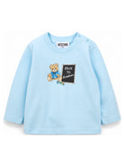 T-shirt neonato Moschino Kids azzurra a maniche lunghe MQO014LAA10 40304 MOSCHINO KIDS 