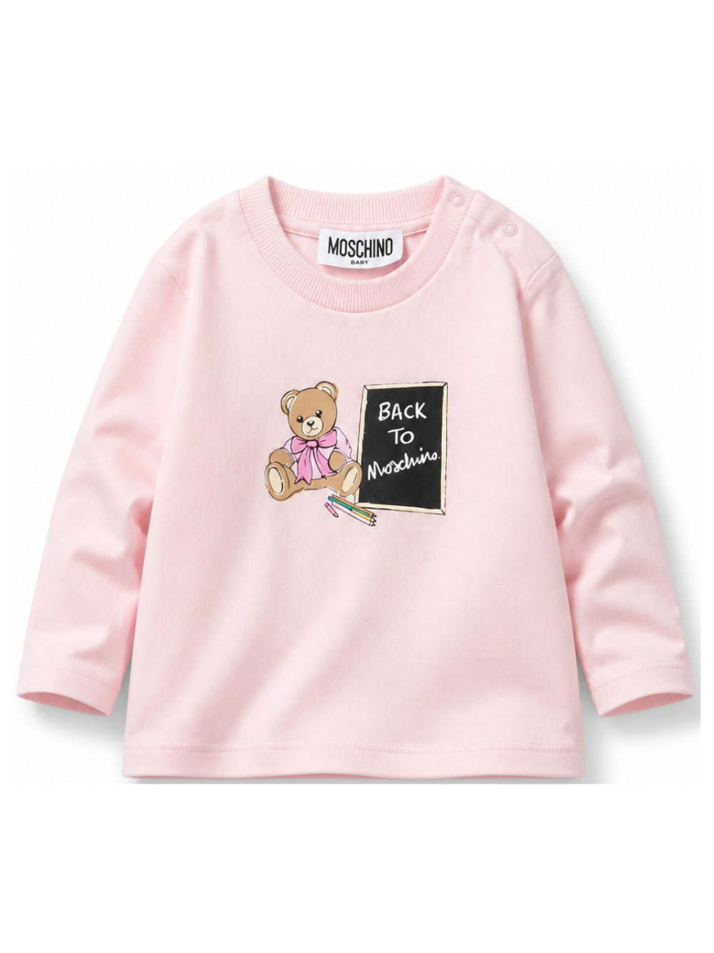 T-shirt per neonata Moschino Kids rosa a maniche lunghe MQO014LAA10 50209 MOSCHINO KIDS 