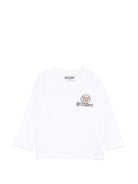 T-shirt per neonati Moschino Kids bianca con stampa Teddy sul davanti MRO014LAA34 10101 MOSCHINO KIDS 