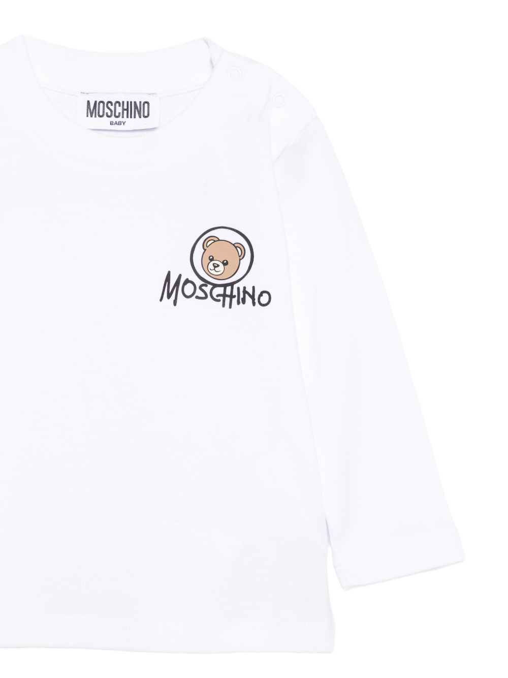T-shirt per neonati Moschino Kids bianca con stampa Teddy sul davanti MRO014LAA34 10101 MOSCHINO KIDS 