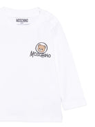T-shirt per neonati Moschino Kids bianca con stampa Teddy sul davanti MRO014LAA34 10101 MOSCHINO KIDS 