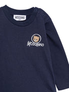 T-shirt per neonato Moschino Kids blu con stampa Teddy sul davanti MRO014LAA34 40016 MOSCHINO KIDS 