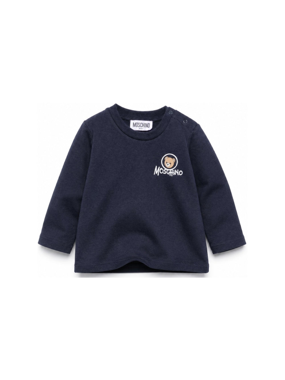 T-shirt per neonato Moschino Kids blu con stampa Teddy sul davanti MRO014LAA34 40016 MOSCHINO KIDS 