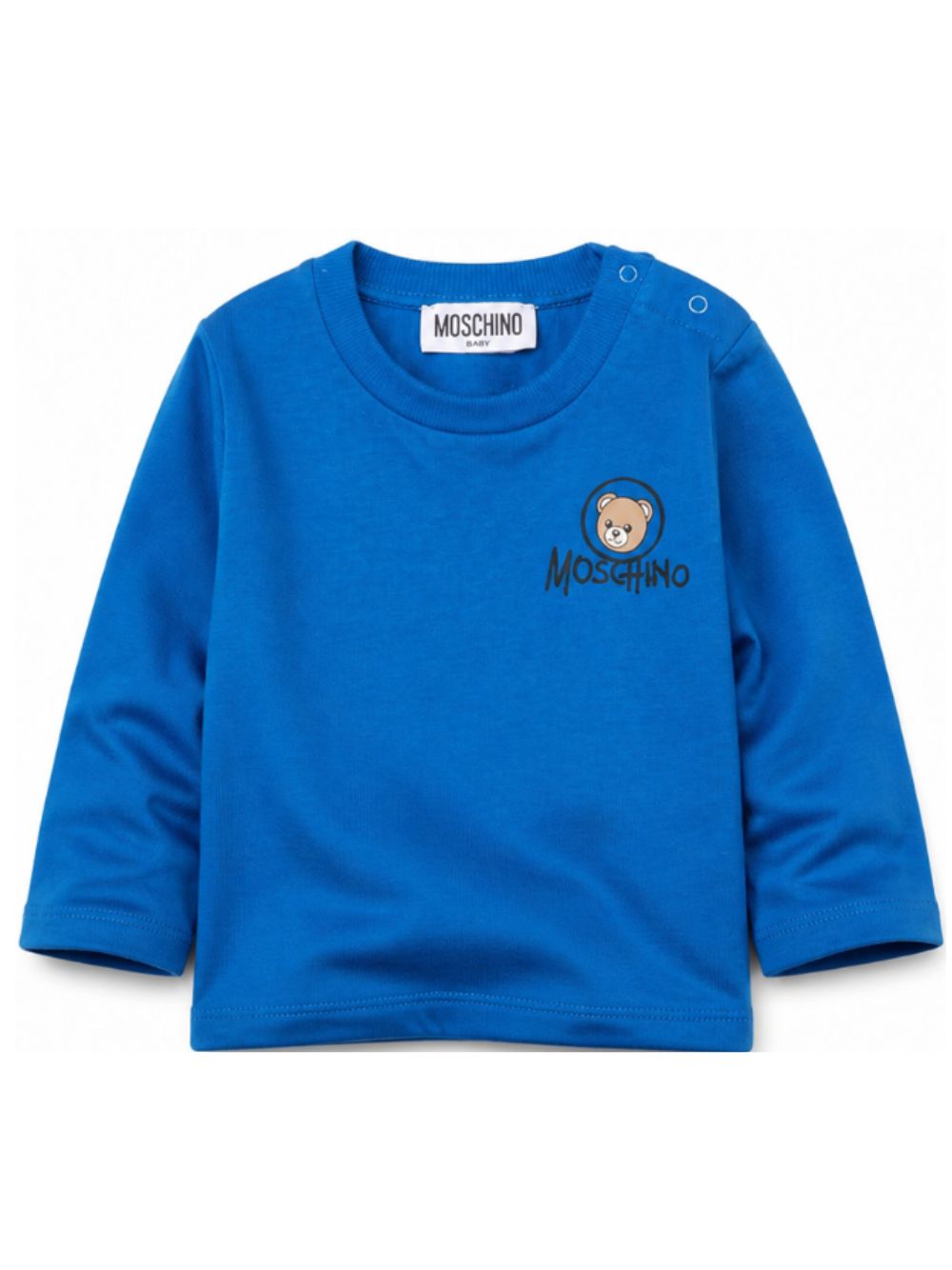 T-shirt per neonato Moschino Kids azzurra con stampa Teddy sul davanti MRO014LAA34 40157 MOSCHINO KIDS 