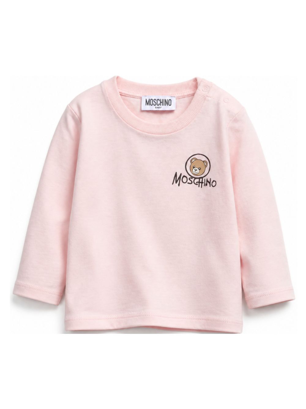 T-shirt per neonata Moschino Kids rosa con stampa Teddy sul davanti MRO014LAA34 50209 MOSCHINO KIDS 