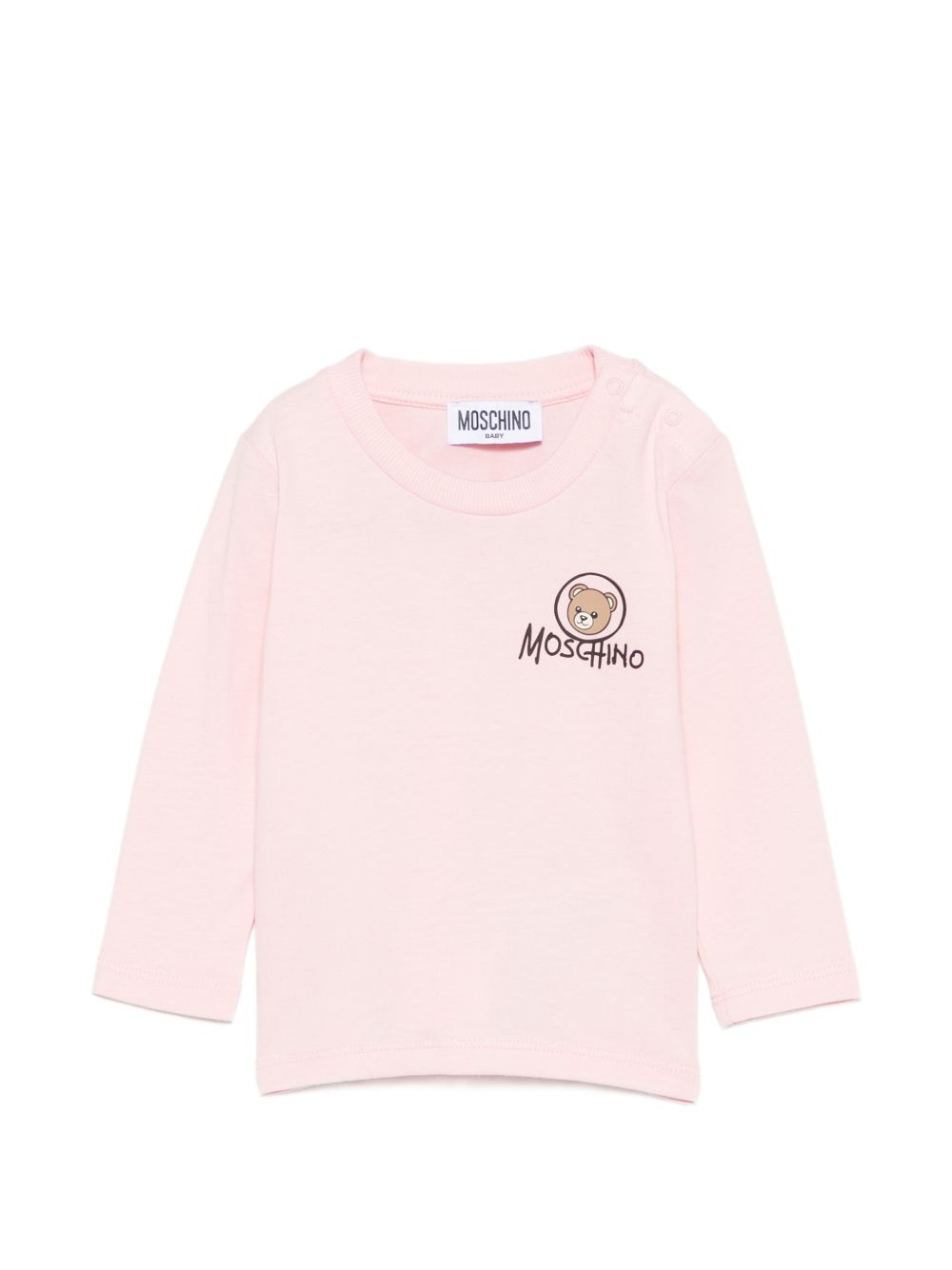 T-shirt per neonata Moschino Kids rosa con stampa Teddy sul davanti MRO014LAA34 50209 MOSCHINO KIDS 