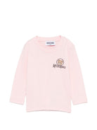 T-shirt per neonata Moschino Kids rosa con stampa Teddy sul davanti MRO014LAA34 50209 MOSCHINO KIDS 