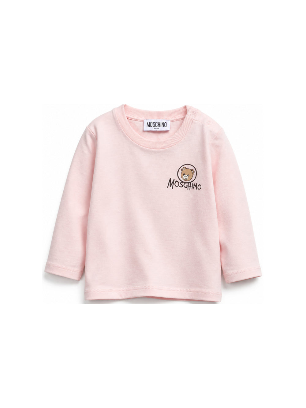 T-shirt per neonata Moschino Kids rosa con stampa Teddy sul davanti MRO014LAA34 50209 MOSCHINO KIDS 