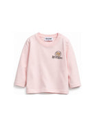 T-shirt per neonata Moschino Kids rosa con stampa Teddy sul davanti MRO014LAA34 50209 MOSCHINO KIDS 