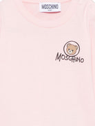 T-shirt per neonata Moschino Kids rosa con stampa Teddy sul davanti MRO014LAA34 50209 MOSCHINO KIDS 