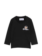 T-shirt per neonata Moschino Kids nera con stampa Teddy sul davanti MRO014LAA34 60100 MOSCHINO KIDS 