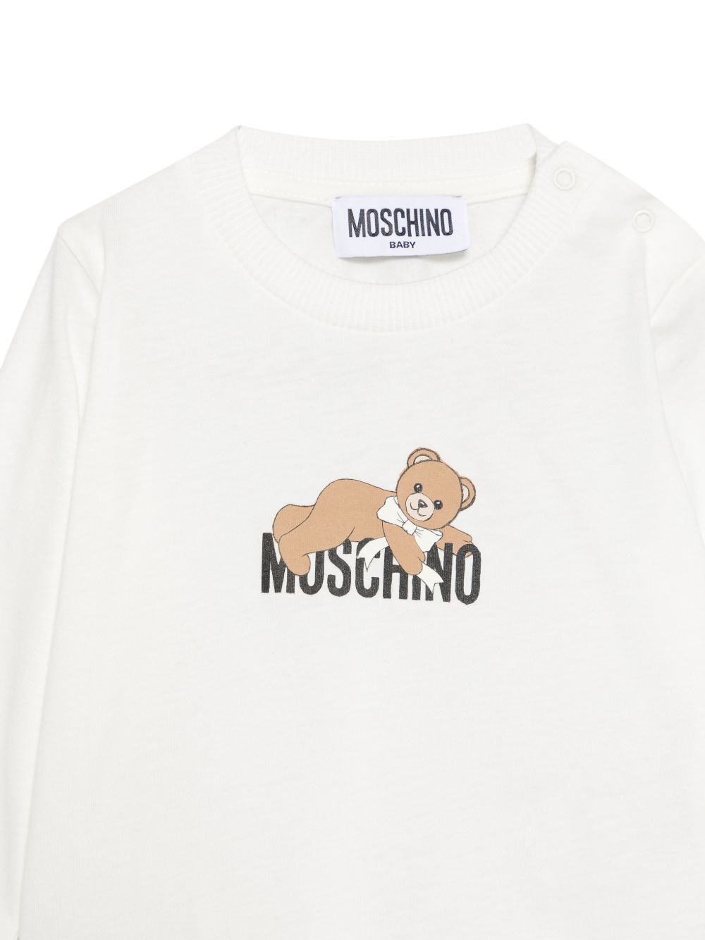 T-shirt per neonati Moschino Kids bianca con stampa Teddy sul davanti MSO014LAA10 10063 MOSCHINO KIDS 